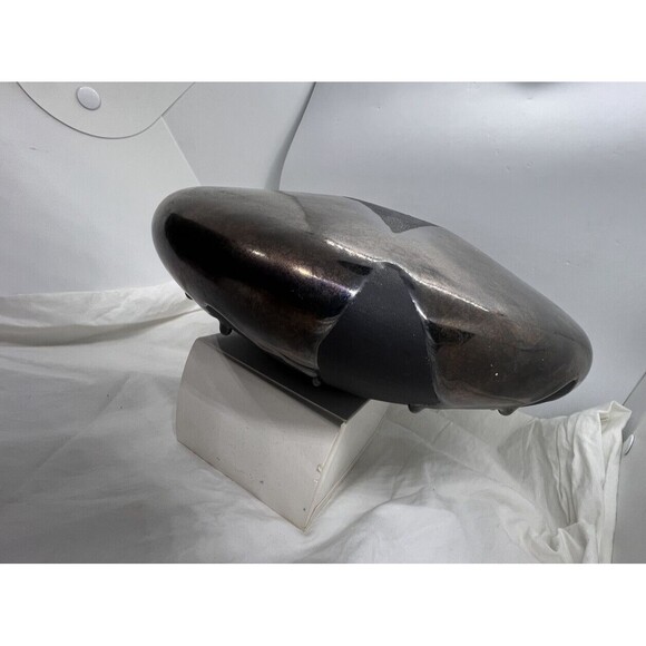 Vintage Haeger Matte Black Bronze Tone Volcanic Drip Lava Glaze Art Pottery UFO - Picture 11 of 14